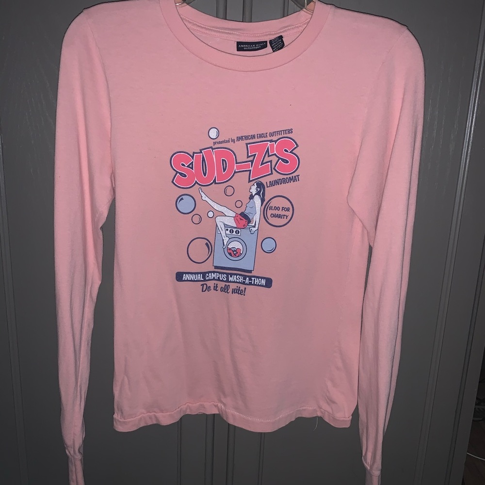 Pink long sleeved T-shirt American Eagle size S